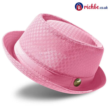 Summer Breathable Mesh Pork Pie Hat - Pink