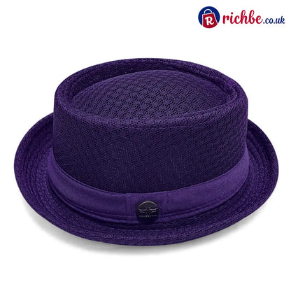 Summer Breathable Mesh Pork Pie Hat - Purple