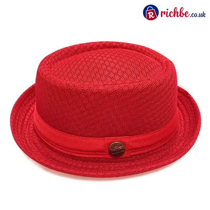 Summer Breathable Mesh Pork Pie Hat - Red