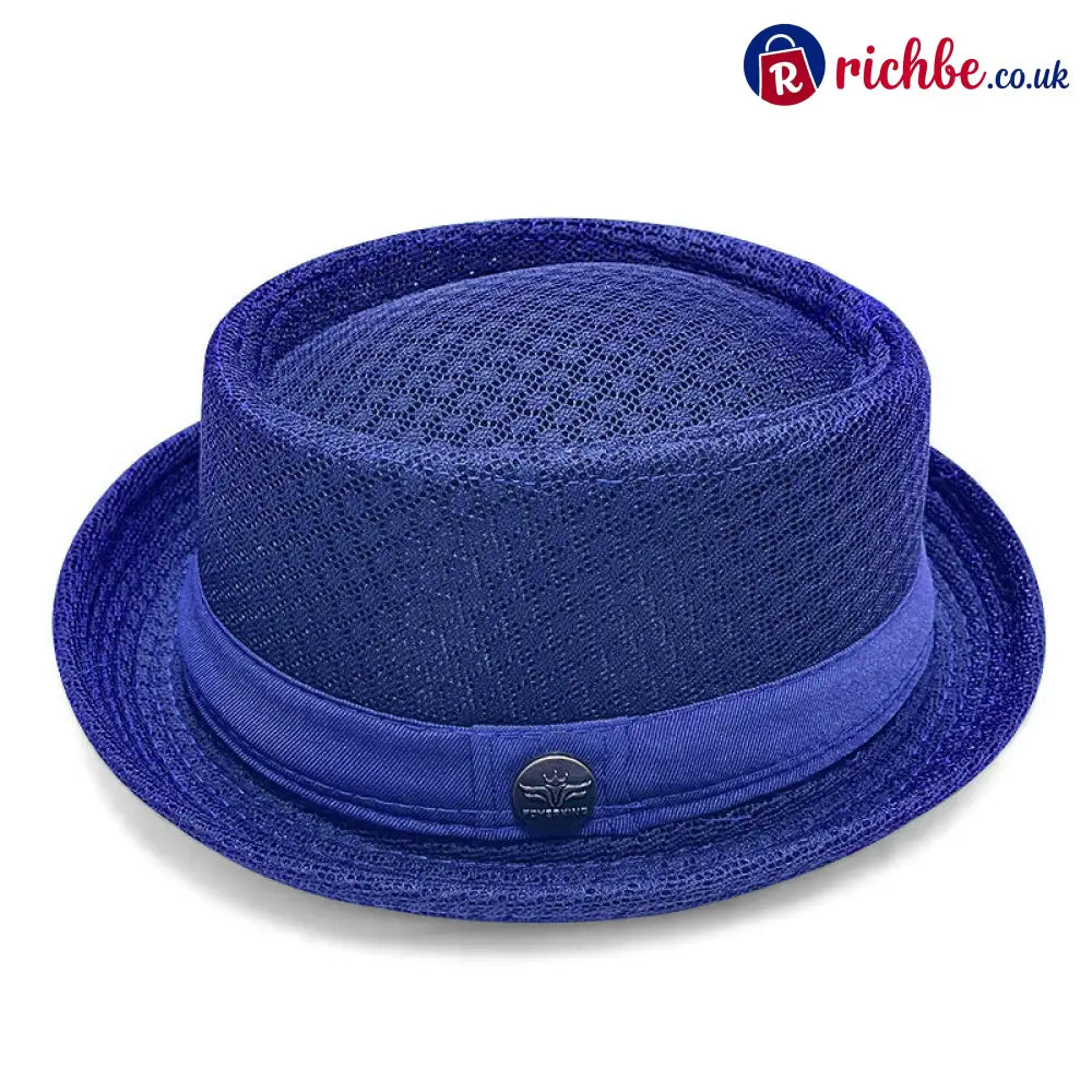 Summer Breathable Mesh Pork Pie Hat - Vivid Blue