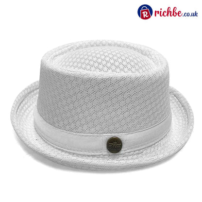 Summer Breathable Mesh Pork Pie Hat - White
