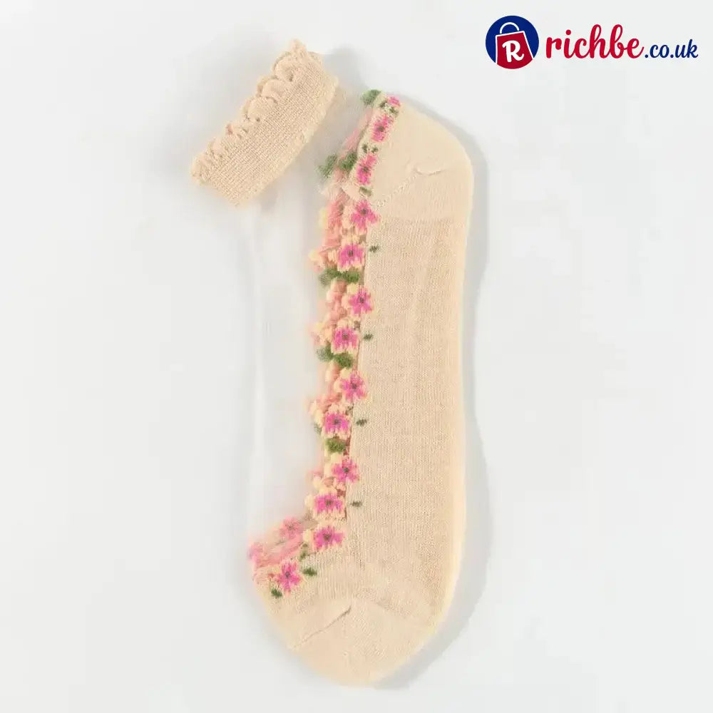 🥳SUMMER HOT SALE🥳💞50K+ SOLD!🔥Floral Lace Women’s Spring Summer Ankle Socks - Beige*7 pairs - Clothing & Accessories
