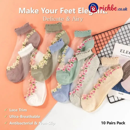 🥳SUMMER HOT SALE🥳💞50K+ SOLD!🔥Floral Lace Women’s Spring Summer Ankle Socks - Clothing & Accessories