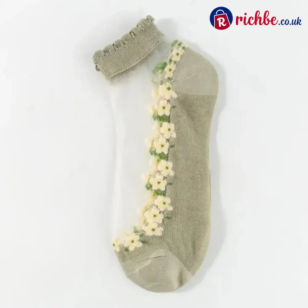 🥳SUMMER HOT SALE🥳💞50K+ SOLD!🔥Floral Lace Women’s Spring Summer Ankle Socks - Grass Green*7 pairs - Clothing &