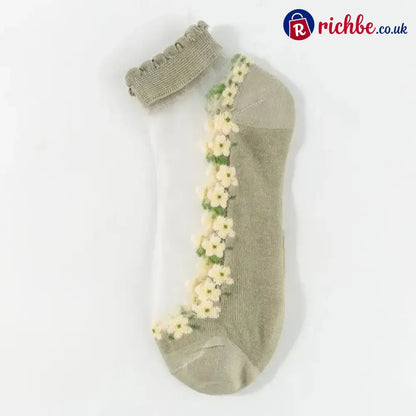 🥳SUMMER HOT SALE🥳💞50K+ SOLD!🔥Floral Lace Women’s Spring Summer Ankle Socks - Grass Green*7 pairs - Clothing &