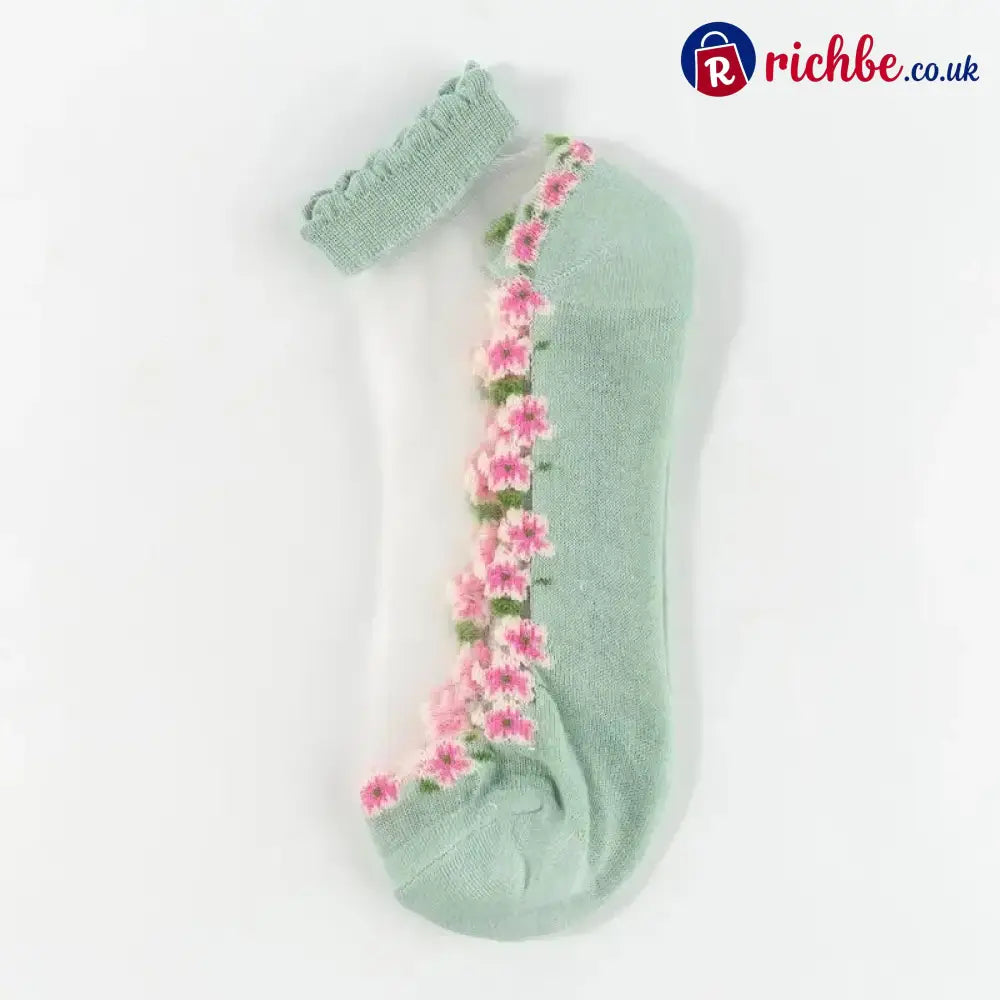 🥳SUMMER HOT SALE🥳💞50K+ SOLD!🔥Floral Lace Women’s Spring Summer Ankle Socks - Green*7 pairs - Clothing & Accessories