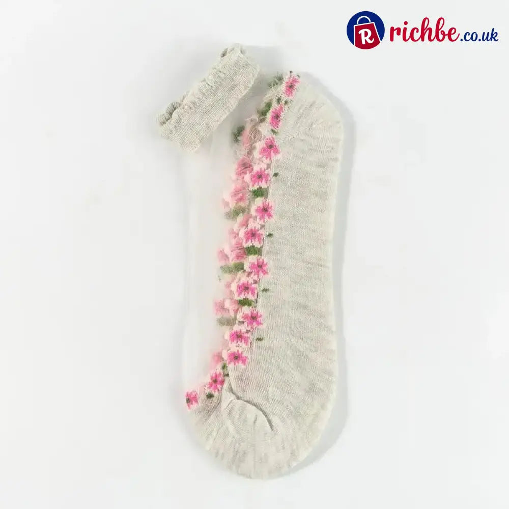 🥳SUMMER HOT SALE🥳💞50K+ SOLD!🔥Floral Lace Women’s Spring Summer Ankle Socks - Grey*7 pairs - Clothing & Accessories