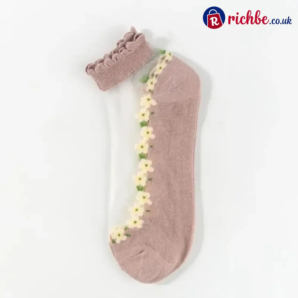 🥳SUMMER HOT SALE🥳💞50K+ SOLD!🔥Floral Lace Women’s Spring Summer Ankle Socks - Purple*7 pairs - Clothing & Accessories