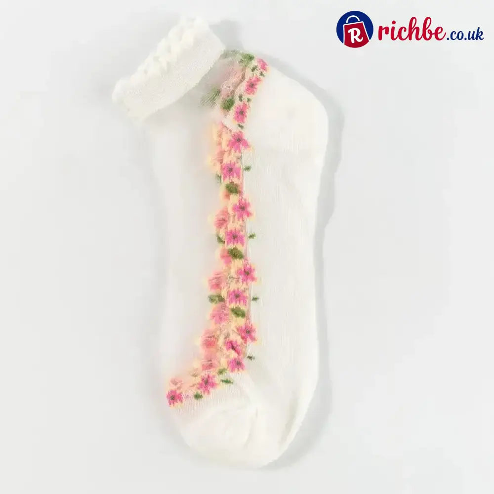 🥳SUMMER HOT SALE🥳💞50K+ SOLD!🔥Floral Lace Women’s Spring Summer Ankle Socks - White*7 pairs - Clothing & Accessories