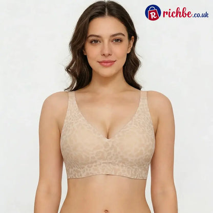 🏆🔥Super Firming Leopard Print Jelly Bra | Women Wirefree Bras 👍No More Sagging Breasts - 🔥Skin / S