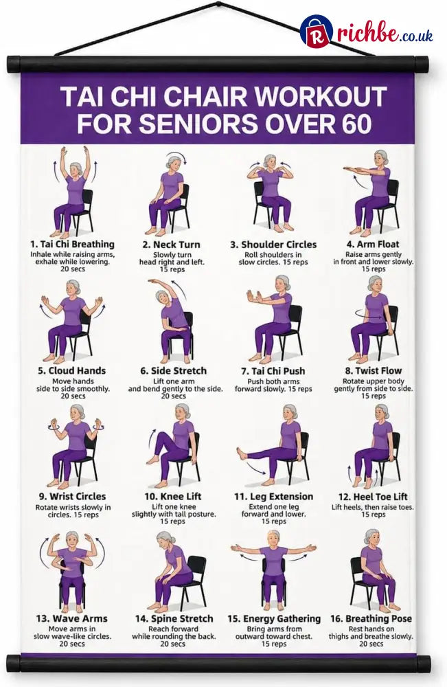 🔥Tai Chi Chair Workout Chart for Seniors (16 x 24 inches) - 🔥Tai Chi