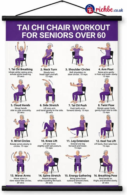 🔥Tai Chi Chair Workout Chart for Seniors (16 x 24 inches) - 🔥Tai Chi