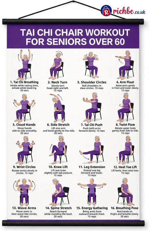 🔥Tai Chi Chair Workout Chart for Seniors (16 x 24 inches) - 🔥Tai Chi