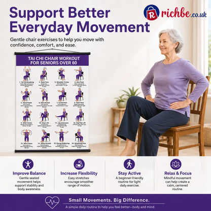 🔥Tai Chi Chair Workout Chart for Seniors (16 x 24 inches)