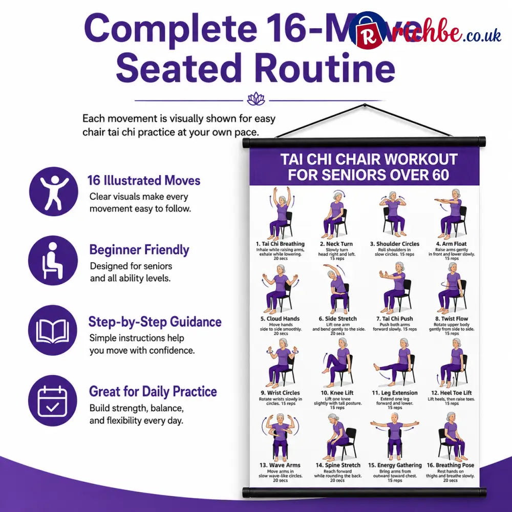 🔥Tai Chi Chair Workout Chart for Seniors (16 x 24 inches)