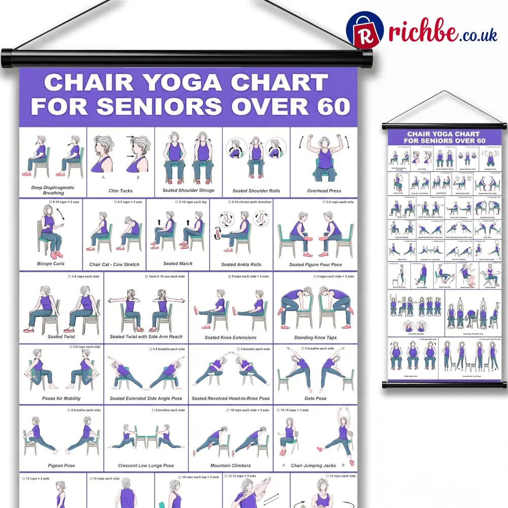 🔥Tai Chi Chair Workout Chart for Seniors (16 x 24 inches) - 🆕Yoga
