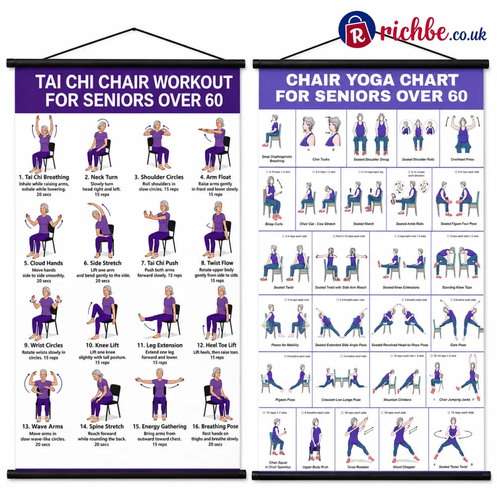 🔥Tai Chi Chair Workout Chart for Seniors (16 x 24 inches) - Tai Chi + Yoga