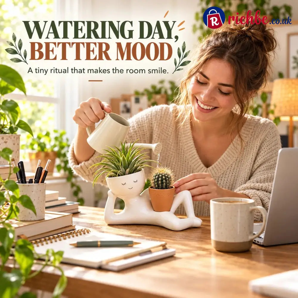 😴 The Lazy Lounger Ceramic Planter | The Desk Buddy Your Plants Deserve 🌿
