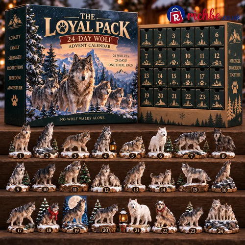 🐺🎄 The Loyal Pack – 24-Day Wolf Advent Calendar 24 Collectible Wolf Figurines for Christmas 🎁