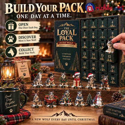 🐺🎄 The Loyal Pack – 24-Day Wolf Advent Calendar 24 Collectible Wolf Figurines for Christmas 🎁