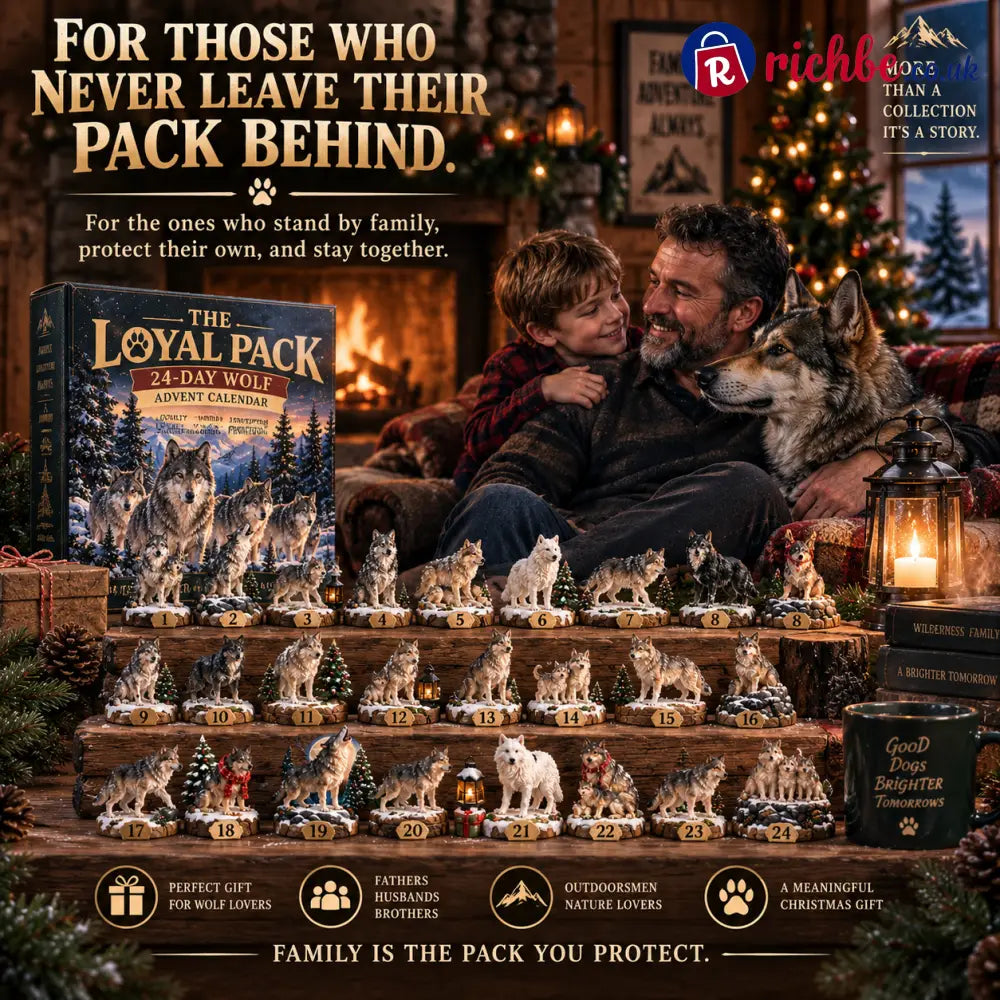 🐺🎄 The Loyal Pack – 24-Day Wolf Advent Calendar 24 Collectible Wolf Figurines for Christmas 🎁