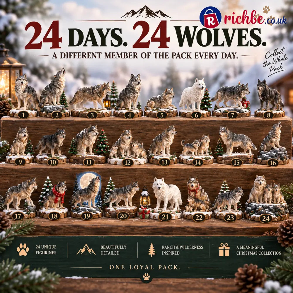 🐺🎄 The Loyal Pack – 24-Day Wolf Advent Calendar 24 Collectible Wolf Figurines for Christmas 🎁