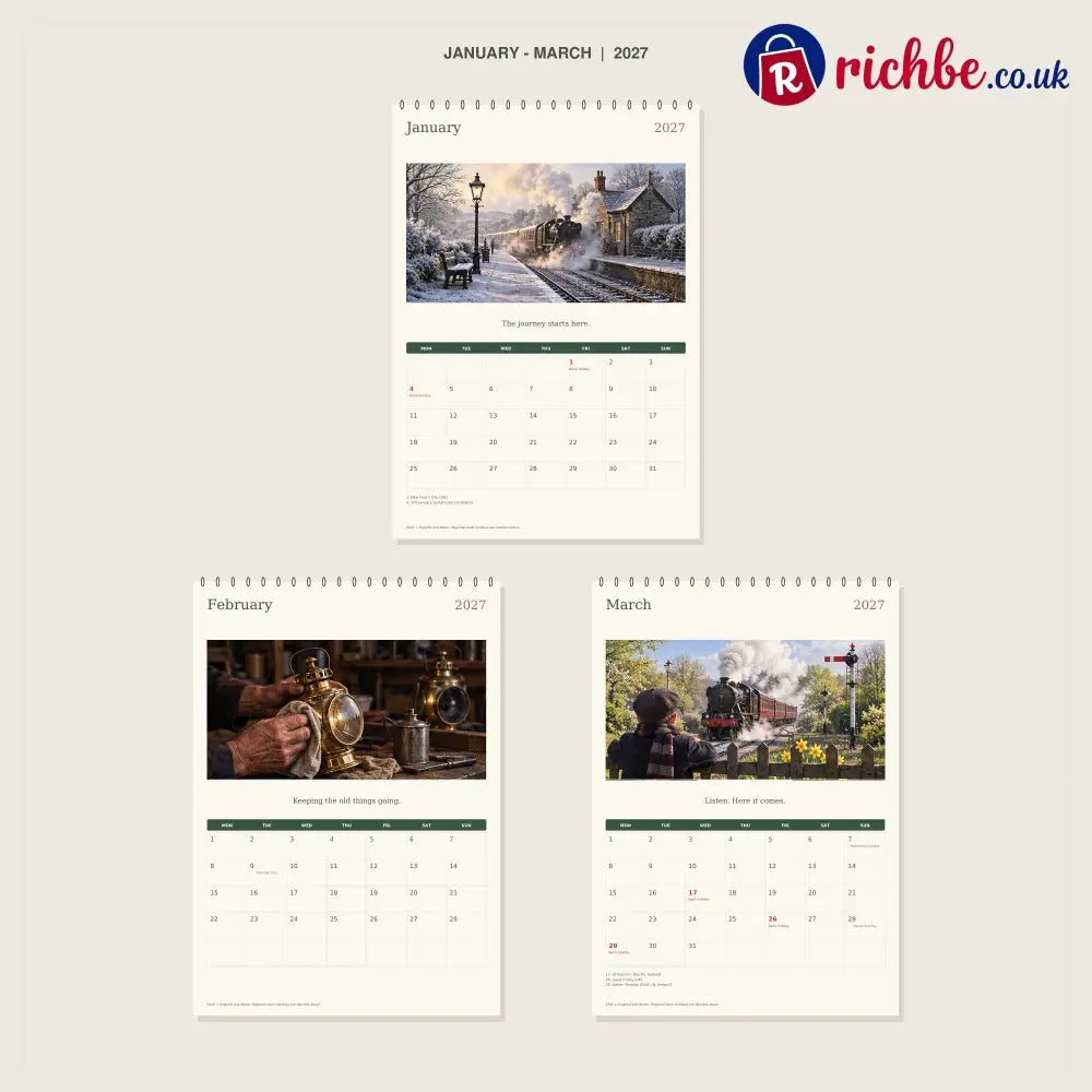 🔥The Railway We Remember - 2027 A4 Wall Calendar