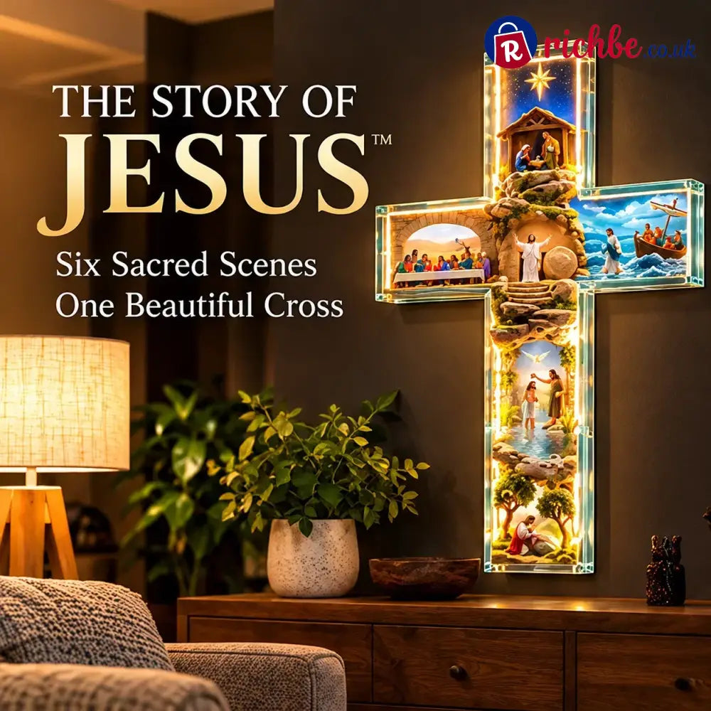 ✝️🙏✝️ The Story of Jesus LED Cross Lamp ✨ 6 Biblical Scenes & Meaningful Christian Gift