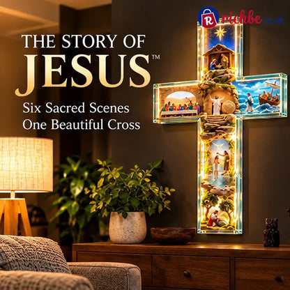 ✝️🙏✝️ The Story of Jesus LED Cross Lamp ✨ 6 Biblical Scenes & Meaningful Christian Gift