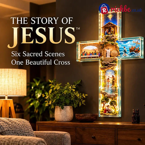 ✝️🙏✝️ The Story of Jesus LED Cross Lamp ✨ 6 Biblical Scenes & Meaningful Christian Gift