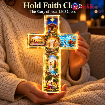 🙏✝️ The Story of Jesus LED Cross Lamp ✨ 6 Biblical Scenes & Meaningful Christian Gift🎶