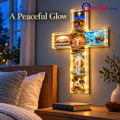 ✝️🙏✝️ The Story of Jesus LED Cross Lamp ✨ 6 Biblical Scenes & Meaningful Christian Gift