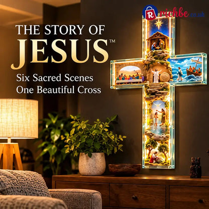 🙏✝️ The Story of Jesus LED Cross Lamp ✨ 6 Biblical Scenes & Meaningful Christian Gift🎶