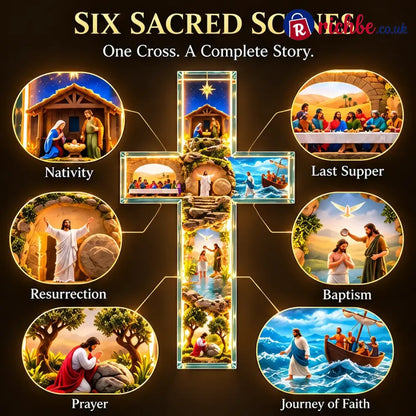 ✝️🙏✝️ The Story of Jesus LED Cross Lamp ✨ 6 Biblical Scenes & Meaningful Christian Gift