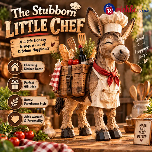 The Stubborn Little Chef, Carved Kitchen Donkey Figurine