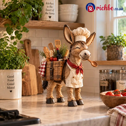 The Stubborn Little Chef, Carved Kitchen Donkey Figurine