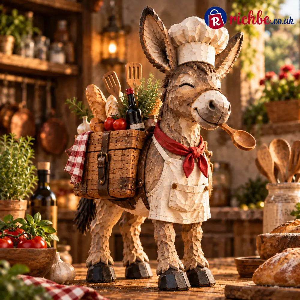 🫏 The Stubborn Little Chef — Carved Kitchen Donkey Figurine