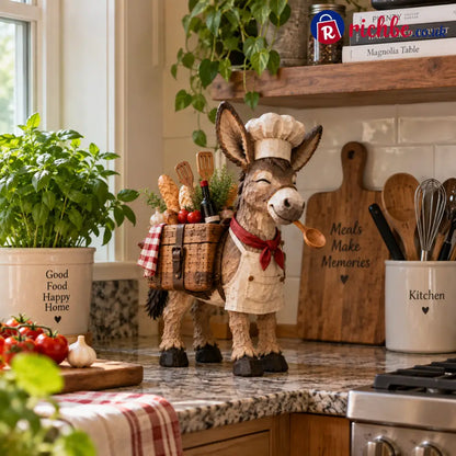 The Stubborn Little Chef, Carved Kitchen Donkey Figurine