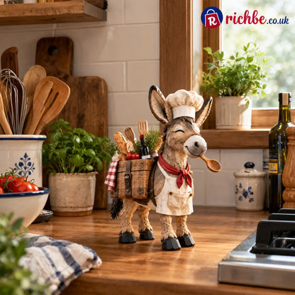The Stubborn Little Chef, Carved Kitchen Donkey Figurine
