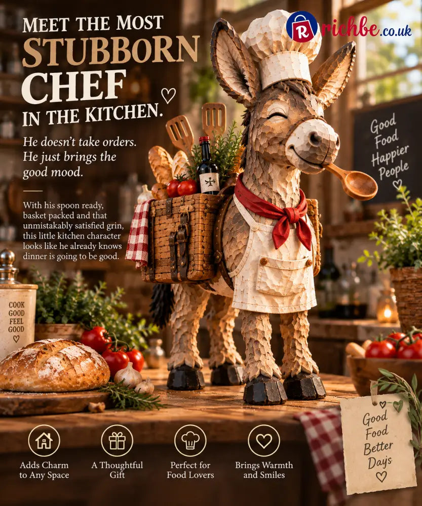 🫏 The Stubborn Little Chef — Carved Kitchen Donkey Figurine
