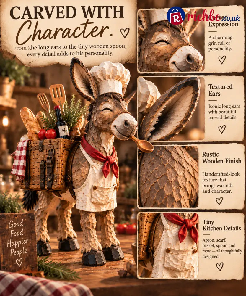 🫏 The Stubborn Little Chef — Carved Kitchen Donkey Figurine