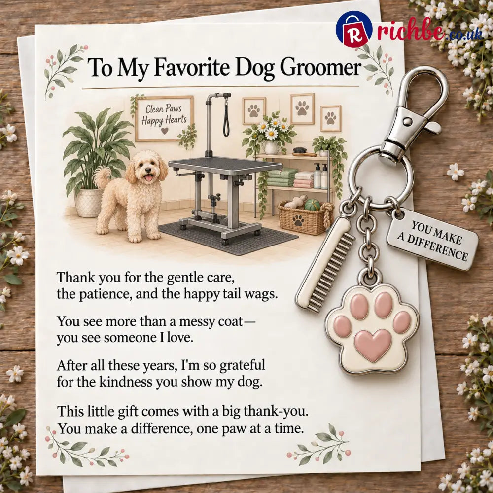 ✨ The ’You Make a Difference’ Appreciation Gift Set – Keychain & Greeting Card ✨ - 🐾 Dog Groomer / Buy 1