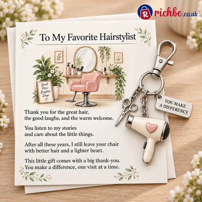✨ The ’You Make a Difference’ Appreciation Gift Set – Keychain & Greeting Card ✨ - ✂️ Hairstylist / Buy 1