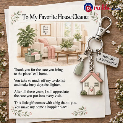 ✨ The ’You Make a Difference’ Appreciation Gift Set – Keychain & Greeting Card ✨ - 🧹 House Cleaner / Buy 1