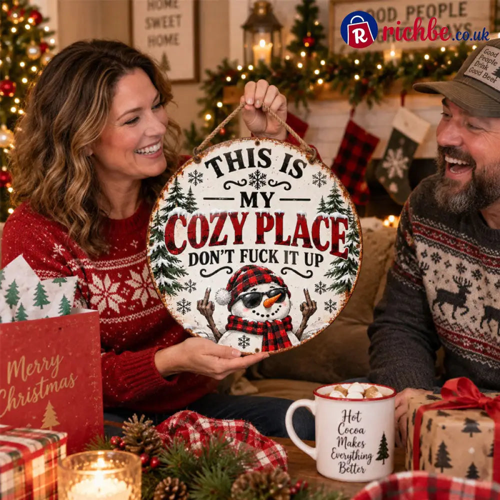 “This Is My Cozy Place” Funny Christmas Door Sign