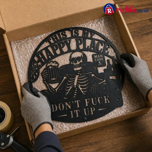 💀🍺’This Is My Happy Place’ Funny Man Cave Decor