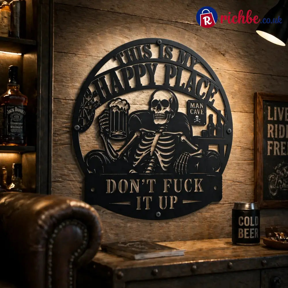 💀🍺’This Is My Happy Place’ Funny Man Cave Decor