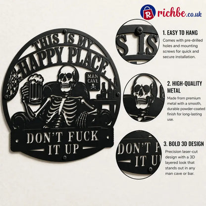 💀🍺’This Is My Happy Place’ Funny Man Cave Decor
