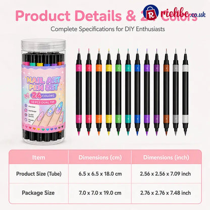 ⏳Time-Limited Special⏰24 Colors Dual Ended Nail Art Pens Set🪄🎨 - Hot sale
