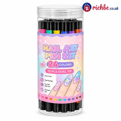 ⏳Time-Limited Special⏰24 Colors Dual Ended Nail Art Pens Set🪄🎨 - Hot sale
